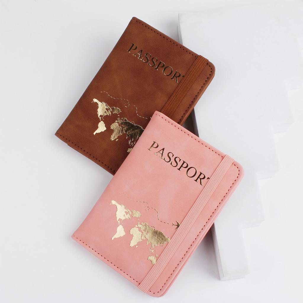 PU Leather Passport Cover for Card Documents Hot Stamping Simple Women Men Travel Passport Holder Wallet