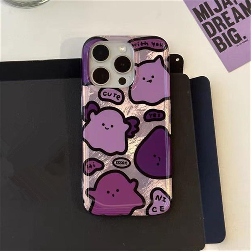 

Cute Purple Monster Vortex Pattern Phone Case for iPhone 16 Pro Max 15 14 13 12 11 XS XR X SE 7 8 16 Plus Shockproof Soft Cover For iPhone 16