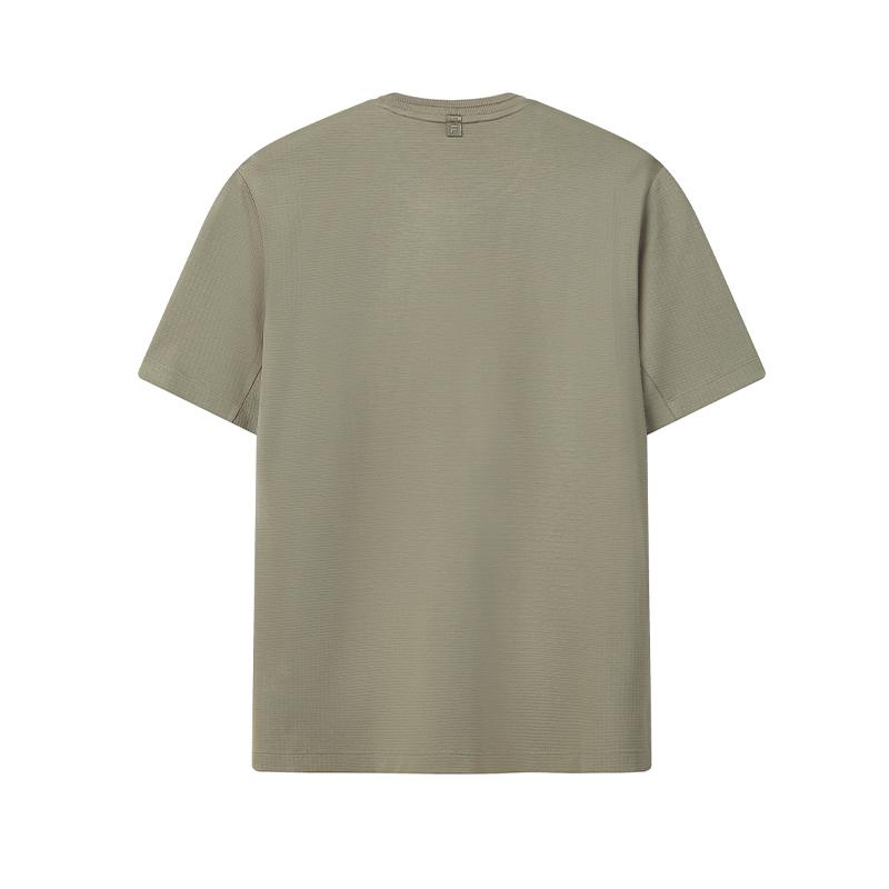 Fila Blue Simple Solid Comfortable Versatile Classic Casual Round Neck Short Sleeve T-Shirt Men Tops Rock-Brown F11M622118FBN