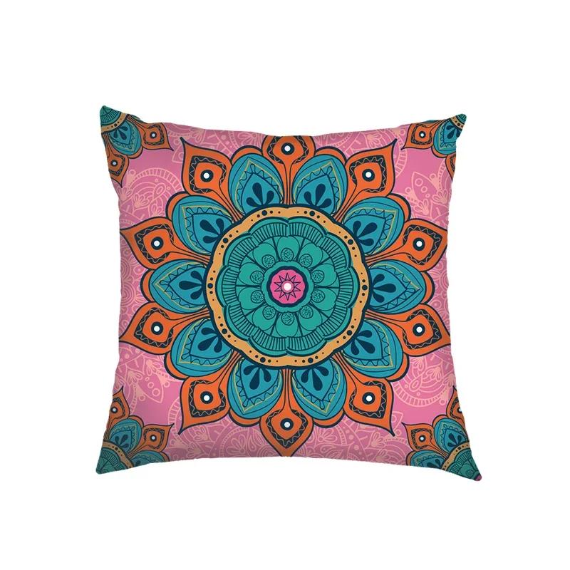 Mandala Floral Print Pillow Case Turkish Blue Evil Eye Cushion Sofa Cases Home Square Throw Pillow Cover Living Room Decoration