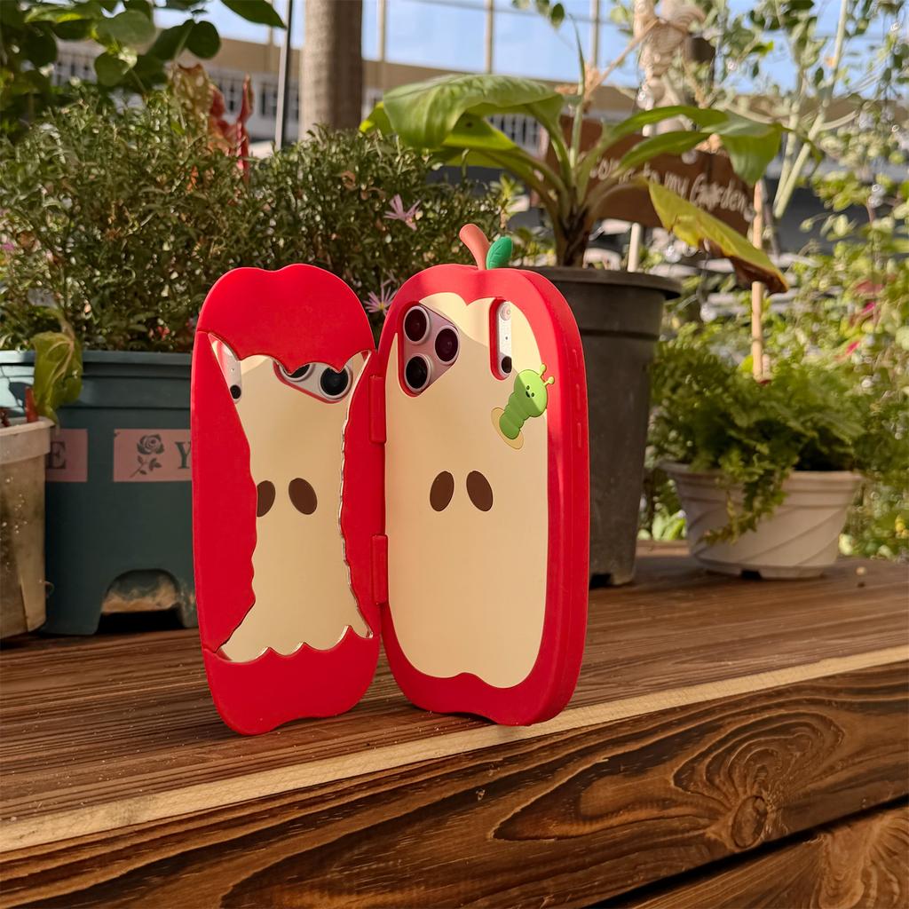 Coque pour iPhone 17 Pro Max à rabat miroir en forme de pomme antichoc en silicone Coque arrière pour téléphone