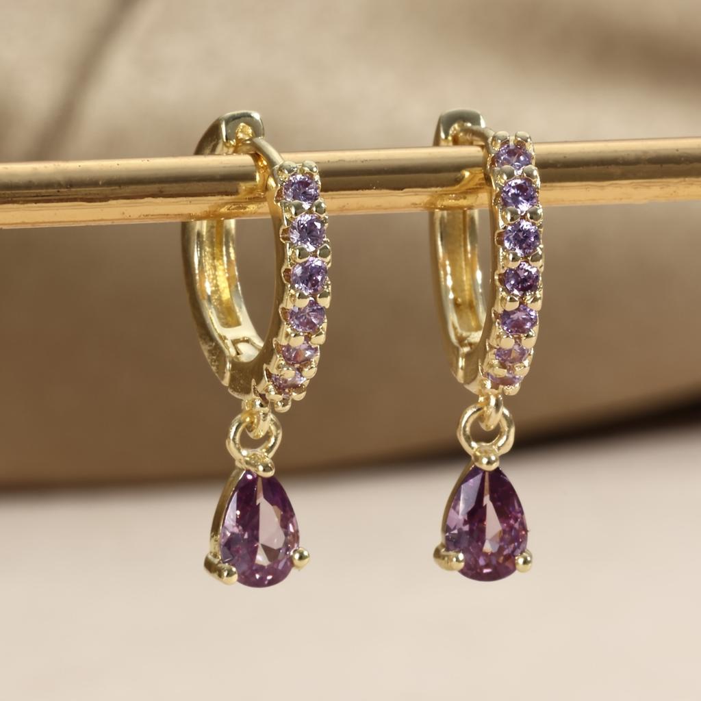 1 Pair Elegant Mini Cubic Synthetic Zirconia Water Drop Dangle Earrings - Sparkling Teardrop Design Party Jewelry, Women Cute Earrings, Daily Wear