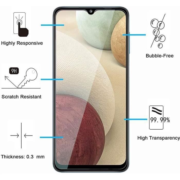 Film Vitre - PROSHOP - pour Samsung Galaxy A12 - Verre trempé - Anti rayure - Résistance 9H