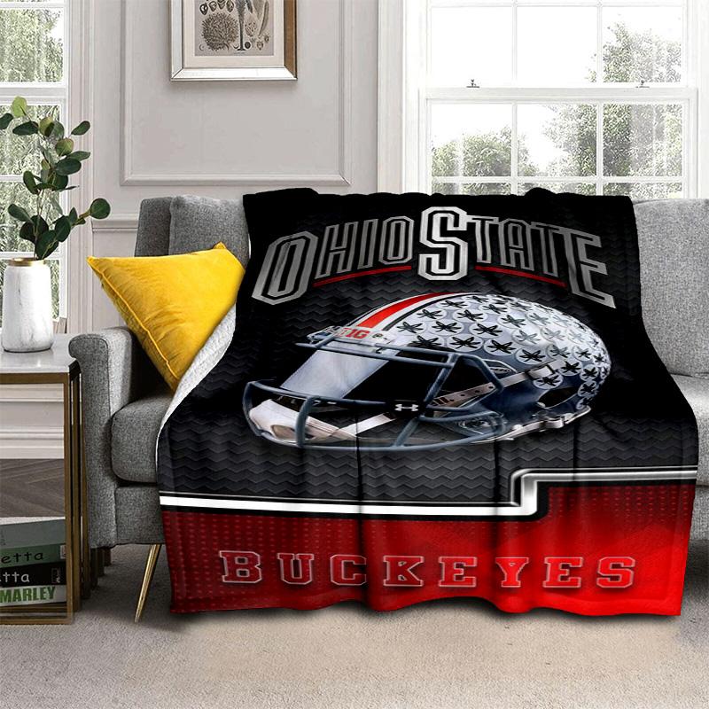 Vintage Ohio State Logo Graphic Blanket Camping Trip Sofa Blanket Air Conditioning Blanket Outdoor Plush Blanket Sheet