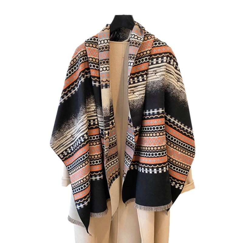Tassels Thickened Scarfs In Autumn And Winter, With A Loose Shawl, A Sense Of Luxury, A Travel Cape Woman