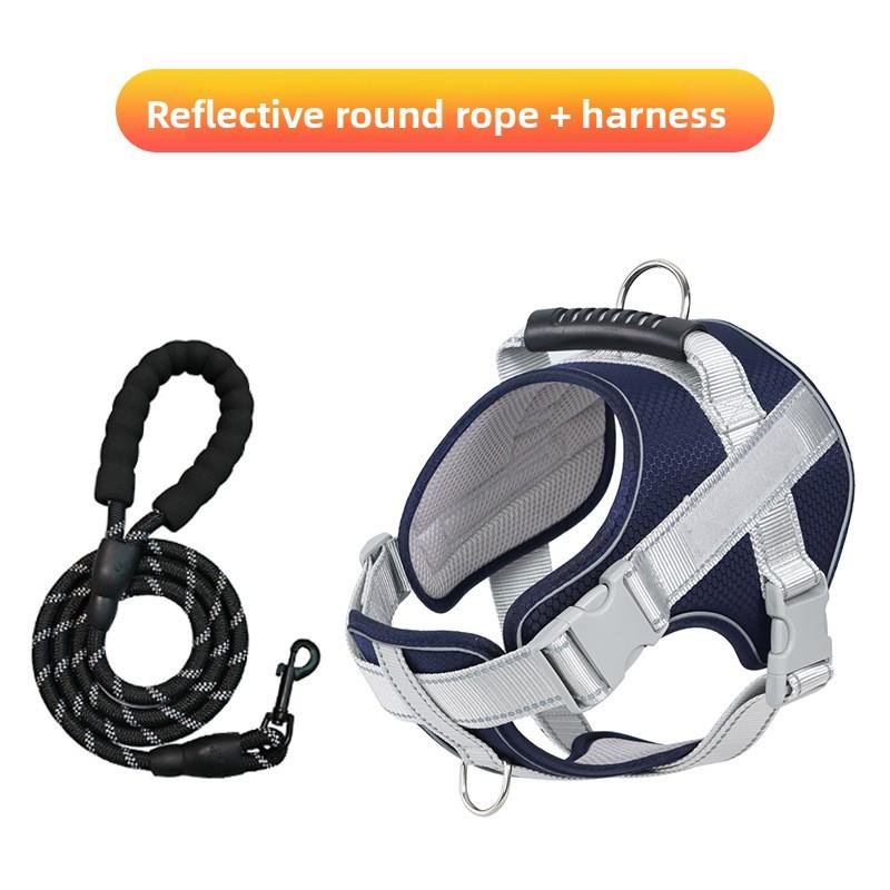 

Новая шлейка для собаки, тип седла для маленькой собаки, взрывозащищенная собачья цепь, шлейка на грудь и спину для корги и тедди XL темно-синий