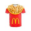 (4XL) Camiseta Impressa 3D de Batata Frita Masculina Feminina Engraçada Camiseta Oversize Stree