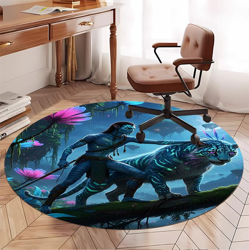 Avatar Pattern Round Rug, Indoor/Outdoor Mat, for Picnic, Gameroom, Bedroom, Office, Living Room, Home Decor Carpet, Birthday Gift