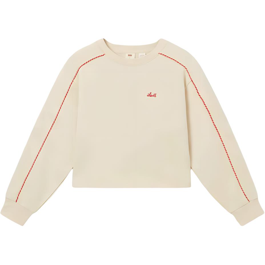 Levi s Women s Cream Cropped Raglan Sleeve Sweatshirt with Red Contrast Stitching 0035W-0000 L