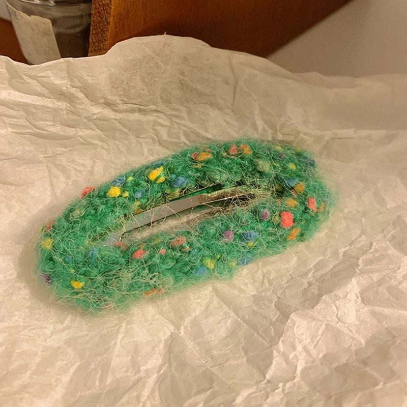 Korean Cute Sugar Bean Plush Hair Clip - Colorful Wool Christmas Hairpin for Women