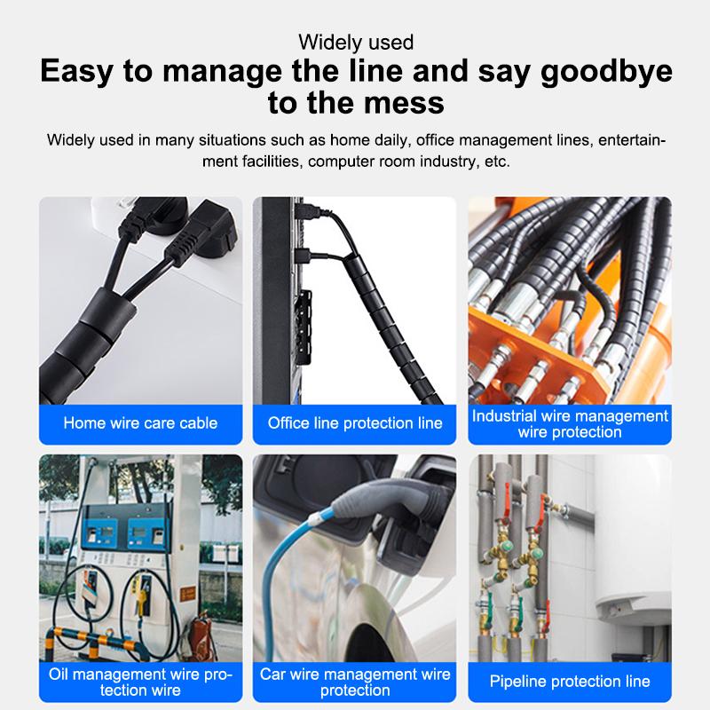 2m Cable Organizer Flexible Spiral Cable Wire Protector Computer Cord Protective Tube Clip Organizer Management Tools 16/10mm