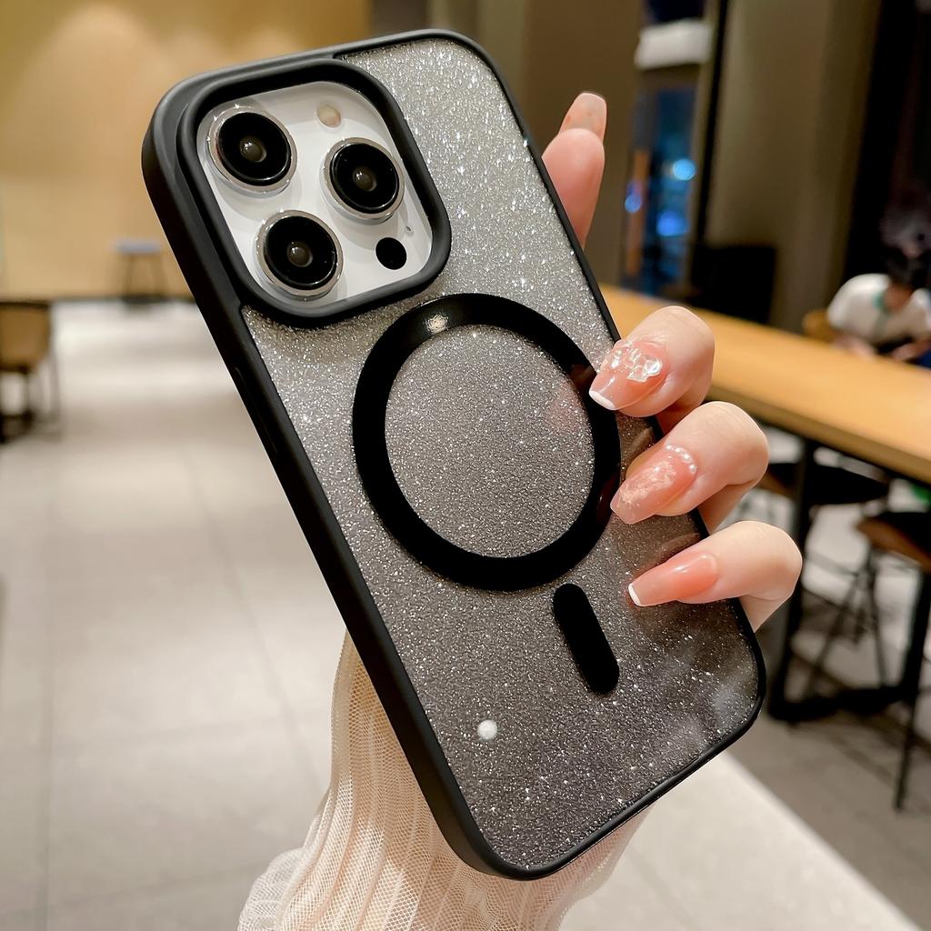 The IPhone16 Is Equipped with An Apple 14/15 Magnetic Phone Case, Featuring A Skin-feel 13promax Glitter 12 Acrylic Drop Resistance