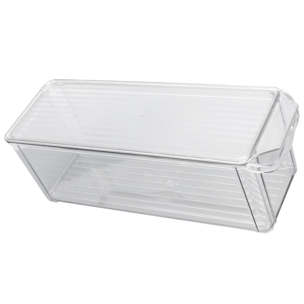 Large Capacity Clear Organizing Bin Plastic With Lid Storage Container Transparent Narrow and High Type Pantry Storage Bin