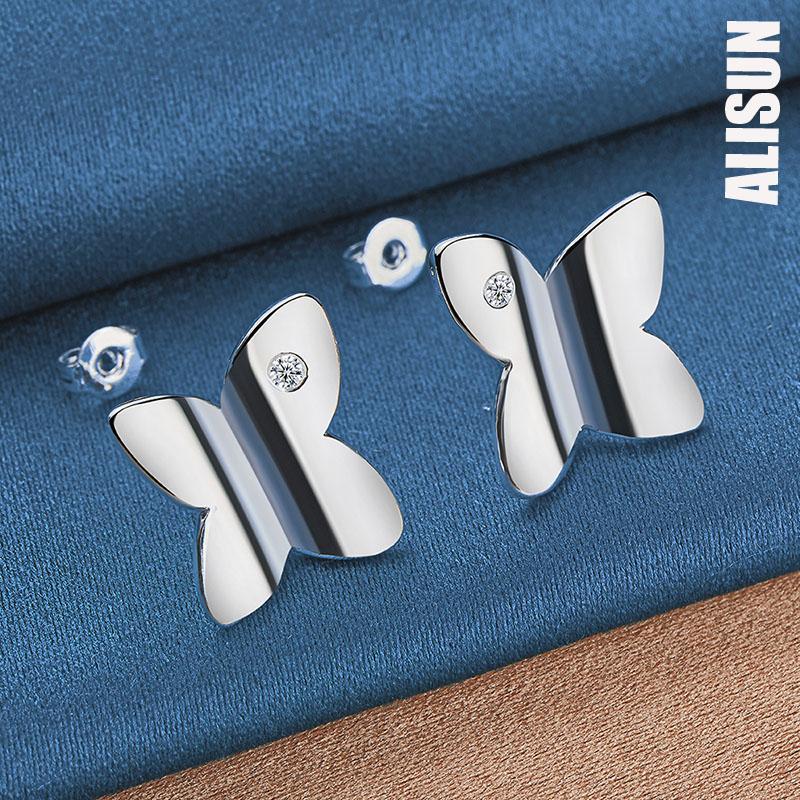 

Серьги-бабочки из стерлингового серебра 925 пробы с перфорацией из циркония класса ААА, свадебные украшения 1.50*1.40cm