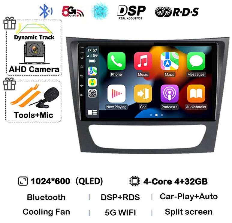 Android 14 Auto Carplay Car Radio For Mercedes Benz E-class W211 E200 E220 E300 E350 E240 CLS 2002-2010 Multimedia Player Stereo