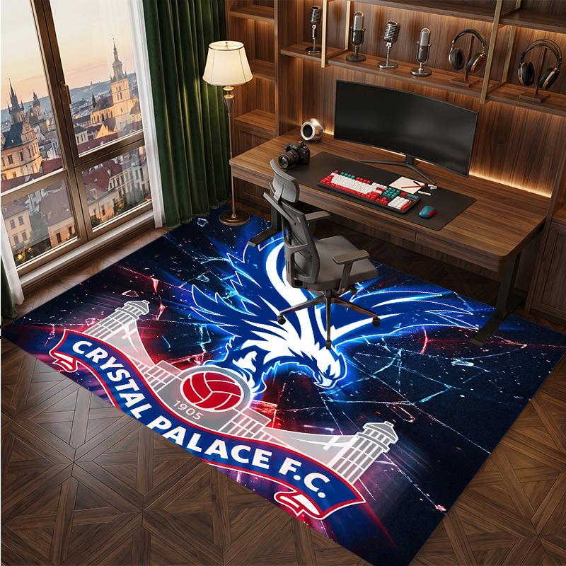 Crystal Palace Football Print Crystal Velvet Rug, Comfortable Water Absorbent Non Slip Indoor Floor Carpet