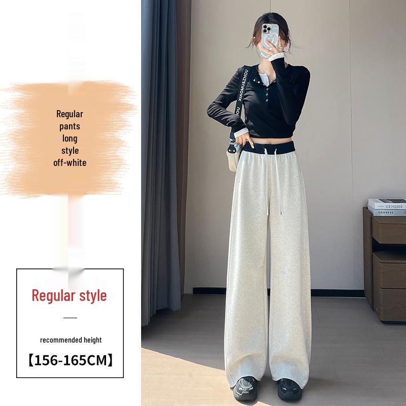 2026 Plush High-Waisted Wide-Leg Cropped Women s Sweatpants for Autumn/Winter 2XL