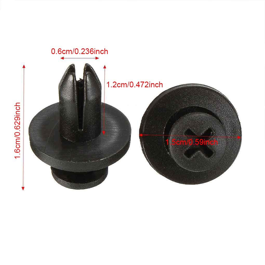 YWLiHcme 50pcs Universal Car Fender Retainer Plastic Clip Portable Vehicle Fastener Rivets 6mm Hole Automotive Push Pins