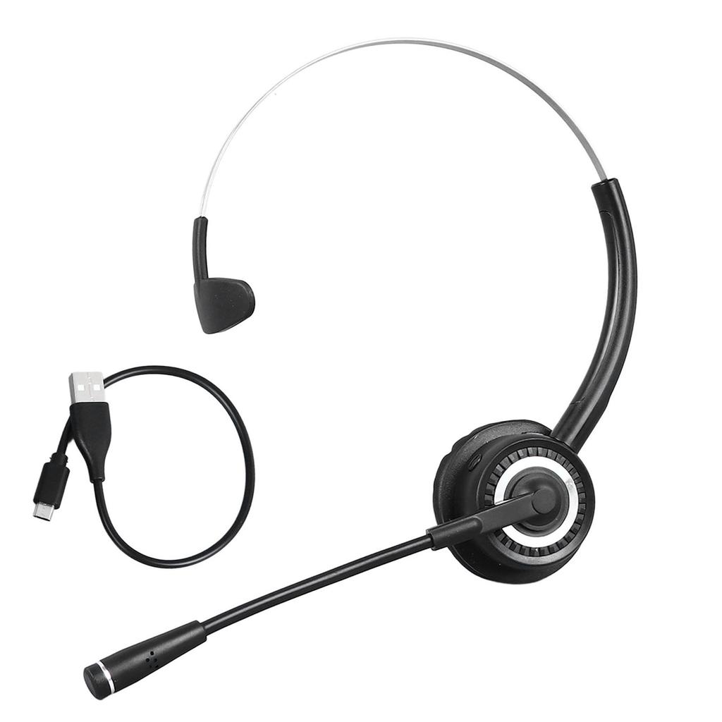 Bluetooth Telephone Headset Noise Reduction Single Ear Wireless Headphone for Customer Service