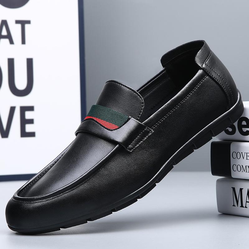 

Doudou shoes men s autumn new fashion men s shoes versatile men s comfortable soft sole one pedal driving casual leather shoes tide 44 чёрный