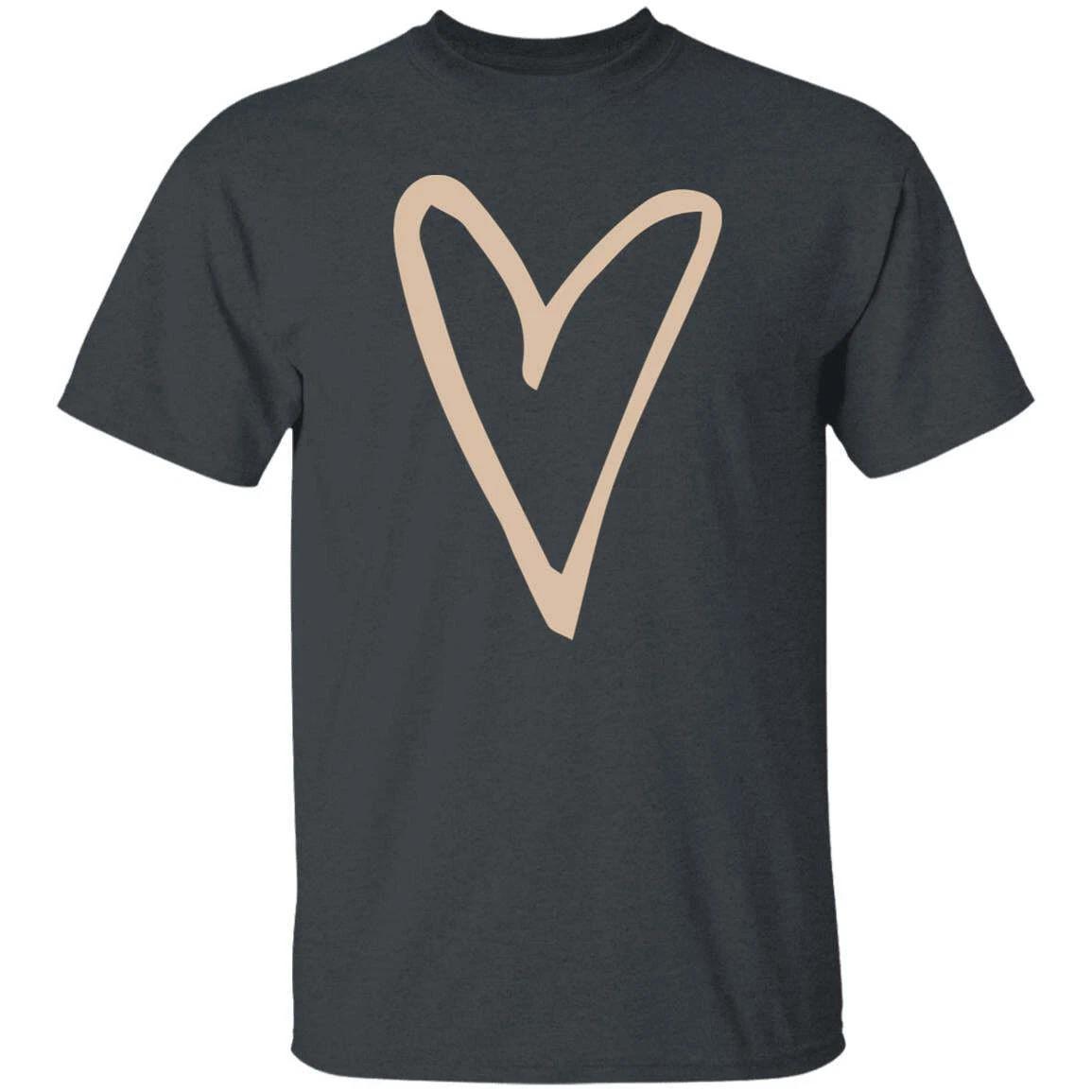 Heart love Unisex Tshirt Simple heart tee Black Dark Heather Navy 3XL