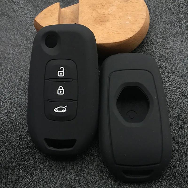 Siliconen Auto Sleutel Auto Hoesje Cover voor Renault Kadjar 3 Knops Klapbare Sleutel Hoesje Cover Shell