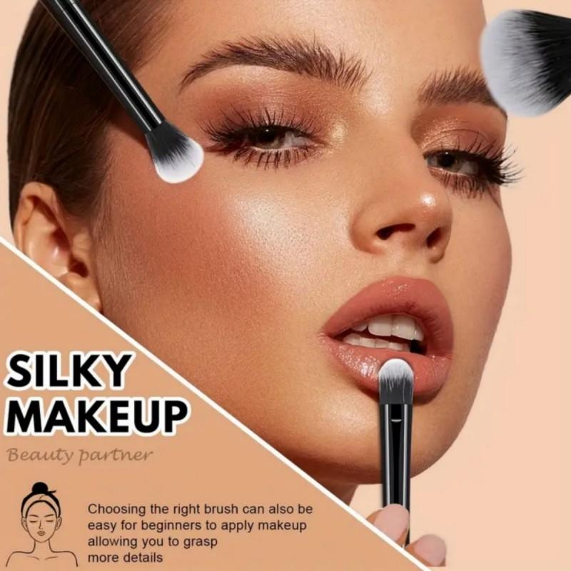 9pcs Multifunctional Black Makeup Brush Set With 1pc Beauty Egg,Soft Bristles for All Skin Types, Alcohol-Free Cosmetic Brushes