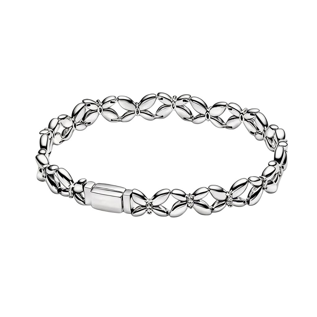 Neues 925er Silberfarbenes Seil-Kastenketten-Armband geeignet für Damen Sommer Charm-Anhänger DIY Modeschmuck