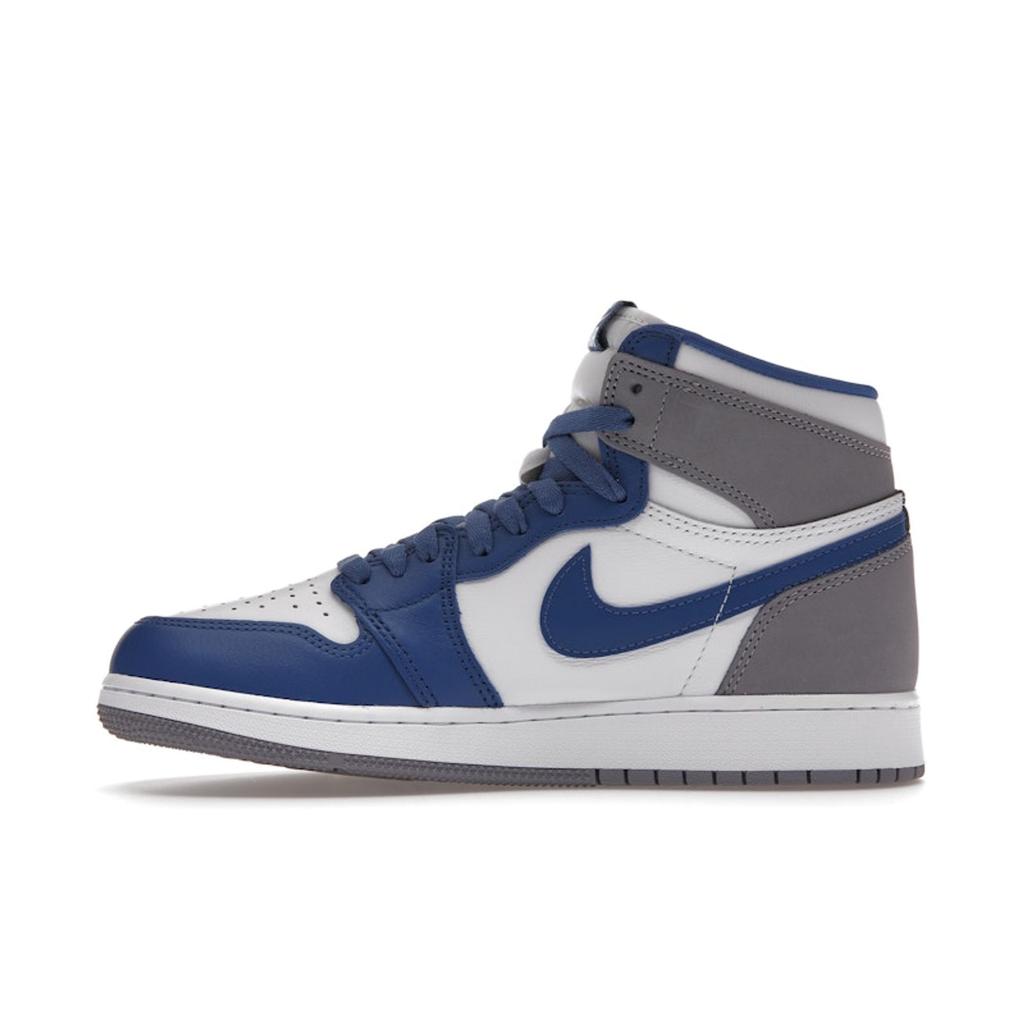 Air Jordan 1 Retro High OG GS True Blue Kids Sneakers White Cement-Grey FD1437-410