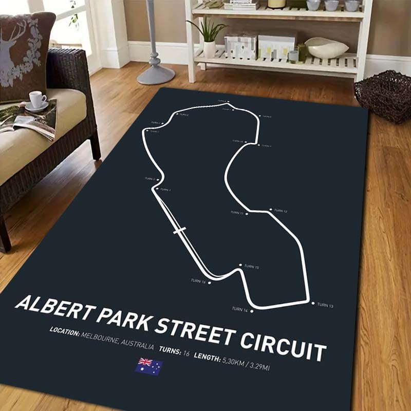 Dywanik Mat Dywanik z Wzorem Toru Wyścigowego 3D Silverstone/Laguna Seca Wystrój Domu Mata Podłogowa Antypoślizgowa Mata Powitalna
