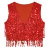 Mens Glitter Sequin Vest Sleeveless Tassel Waistcoat V Neck Open Front Dance Club Festival Partywear
