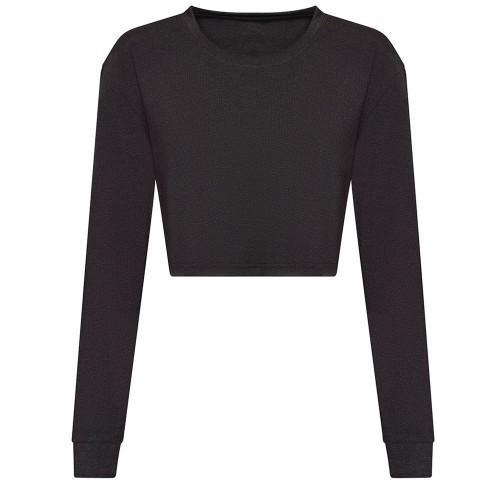 Awdis Womens/Ladies Heather Long-Sleeved Crop T-Shirt