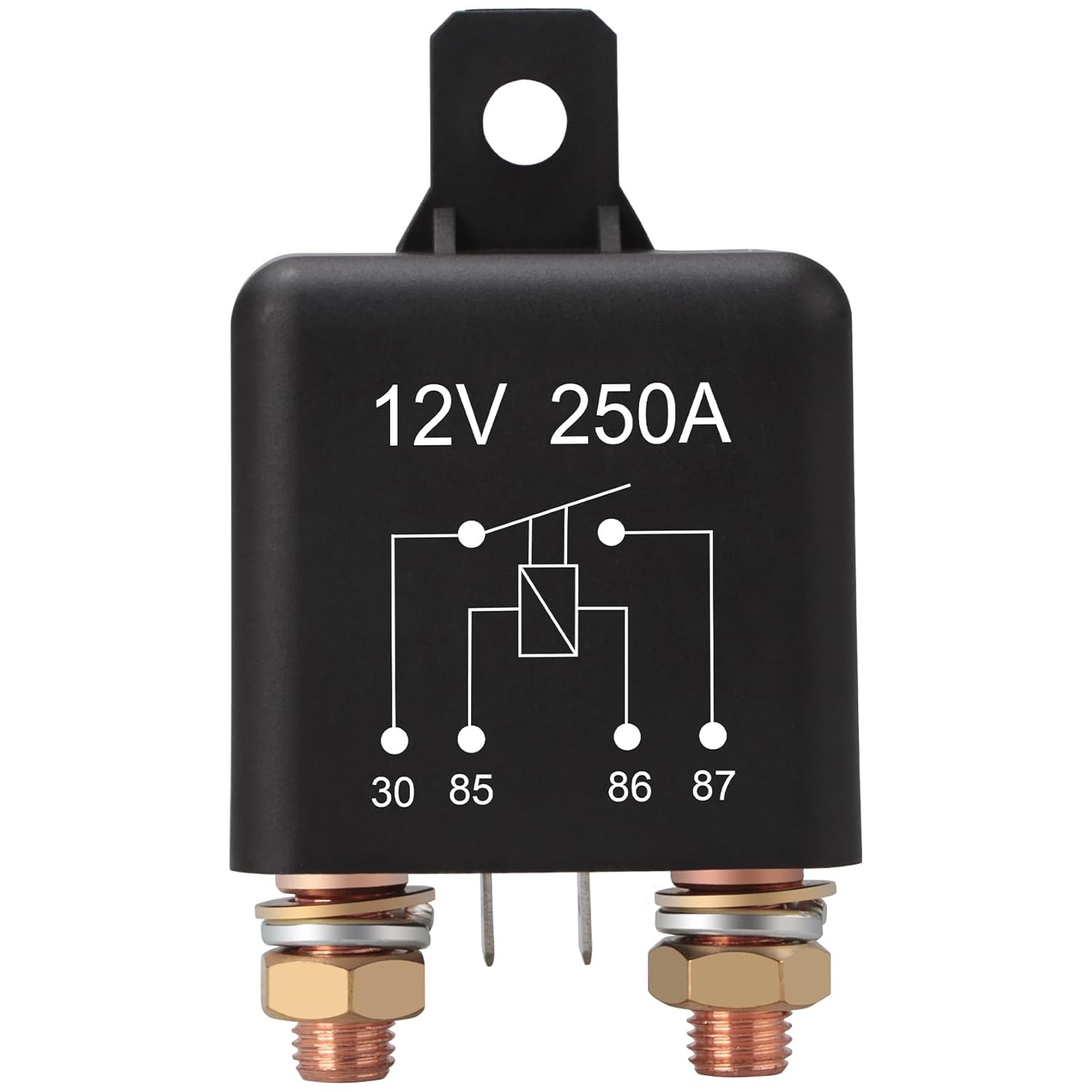 

Starter Relay, 12V 250A, 4 Pin SPST, Continuous Duty Relay, Car Battery Control Relay, Automotive Heavy Current Start Relay Car Relay (1)
