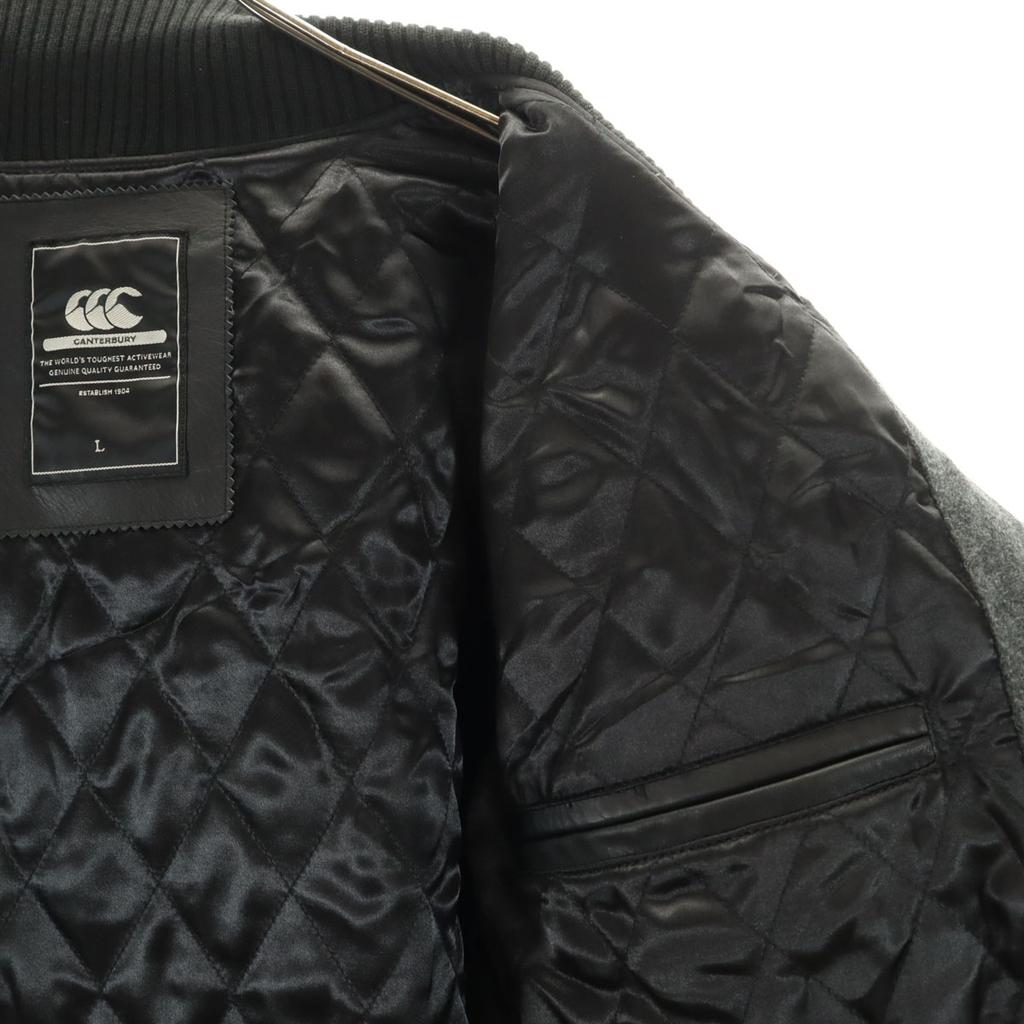 CANTERBURY OF NEW ZEALAND wool blend rugby Leather sleeve switching Stajan Men's Used