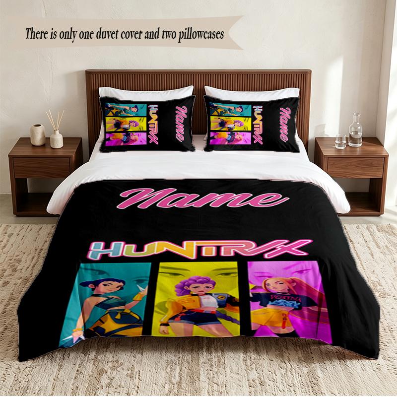 HUNTRIX Personalisierte Individuelle Name 3-teiliges Bettwäsche-Set Weiches Bettbezug-Set Für Schlafzimmer Heimdekoration