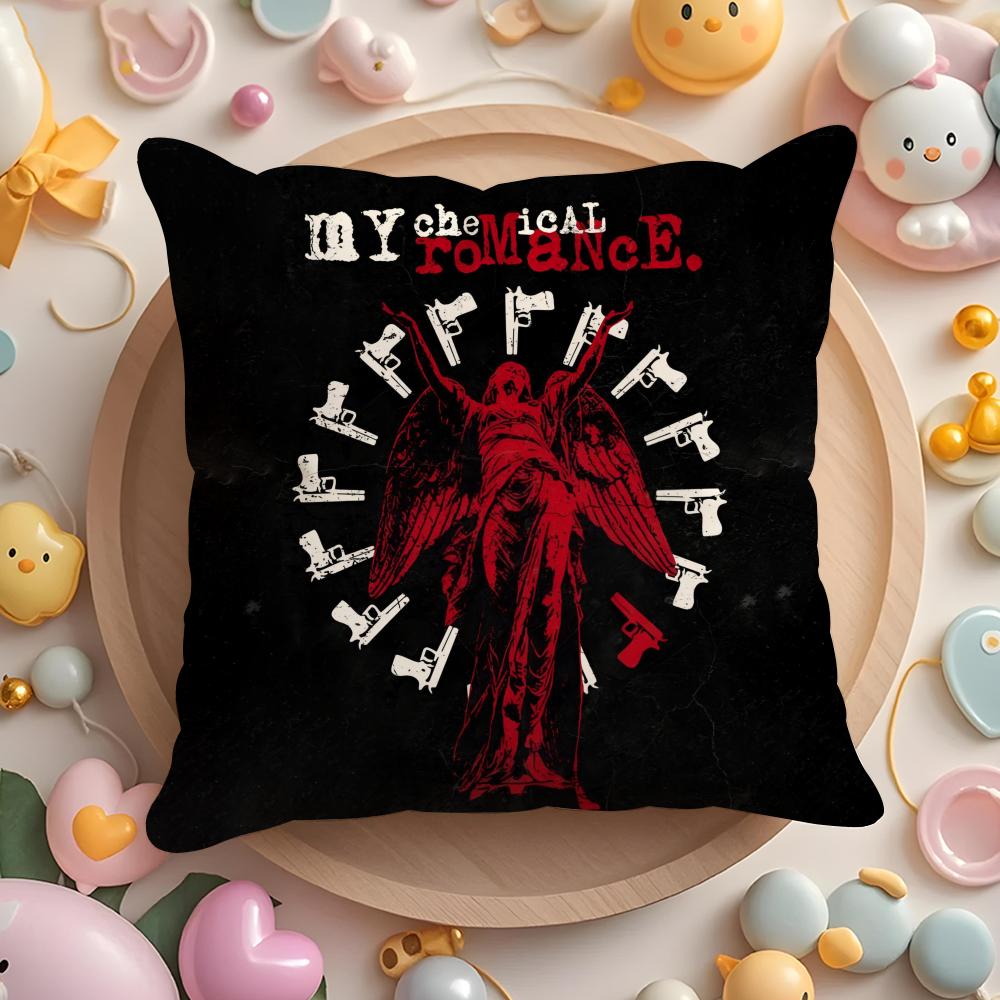 Hot Rock My Chemical Romance Band Cushion Cover Plush Fabric Soft Double-Sided Printed Sofa Pillow Case Colorfast Home Decor