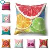 Fruits Lemon Avocado Printed Polyester Cushion Cover Summer Fresh Watermelon Pillowcase For Sofa Living Room Home 45X45Cm