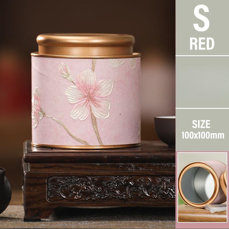 Flower Pattern Empty Tea Tin Can Household Green Black Tea Sealed Jar Spice Jars Small Packaging Gift Box Tinplate Storage Can