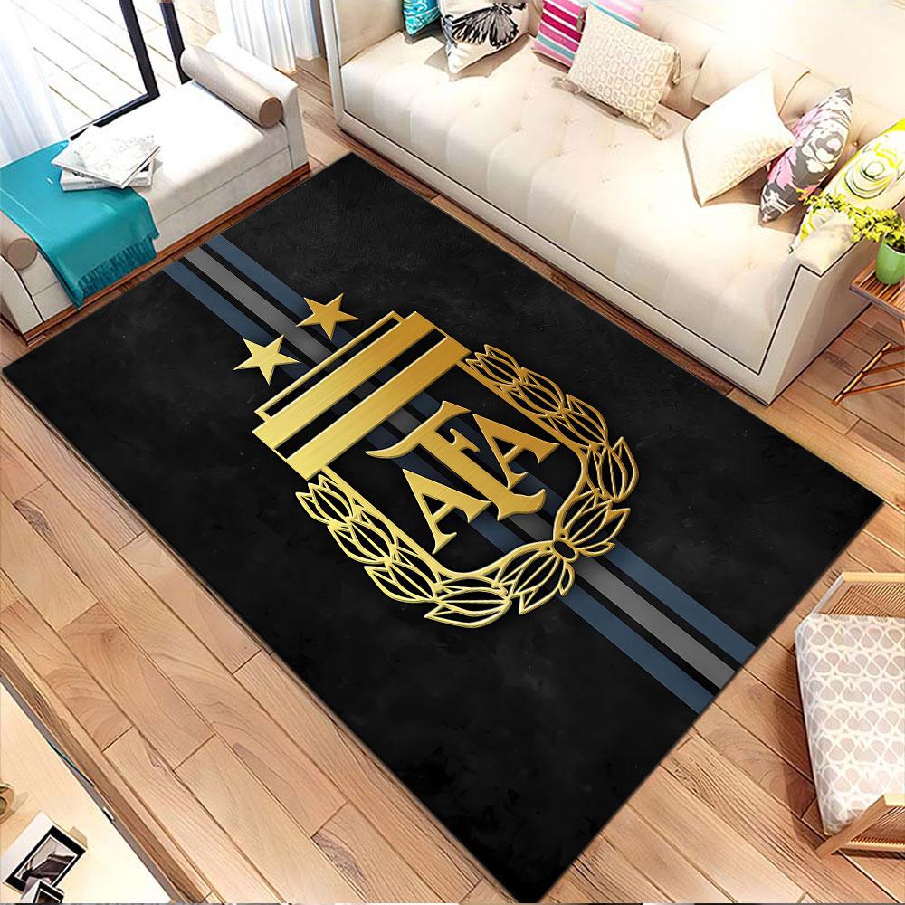 Golden AFA Emblem on Black Background Patterned carpet, non slip mat suitable for living room and bedroom sofas