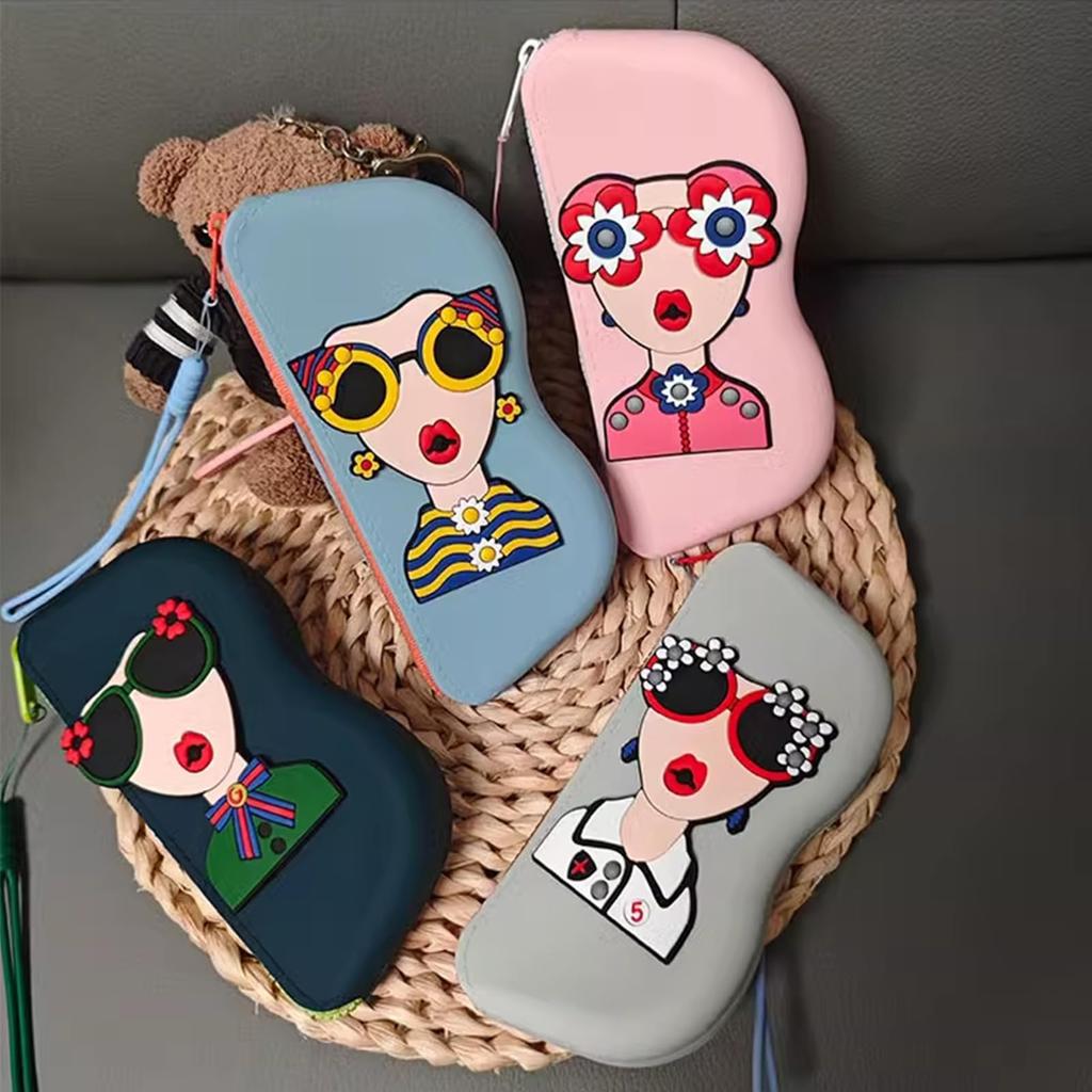 Stylish Sunglasses Soft Eyeglass Eyeglass Case with for Women [SIRAMO] Case, Case, Cute, Lightweight, Bag-Type Strap, (lightgreysimple)