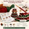 Crochet Christmas Tree Ornament DIY Set with Yarn Beads Hook Stuffing - Handmade 3D Reindeer Holiday Decor for Table Mantel Shelf Festive Xmas