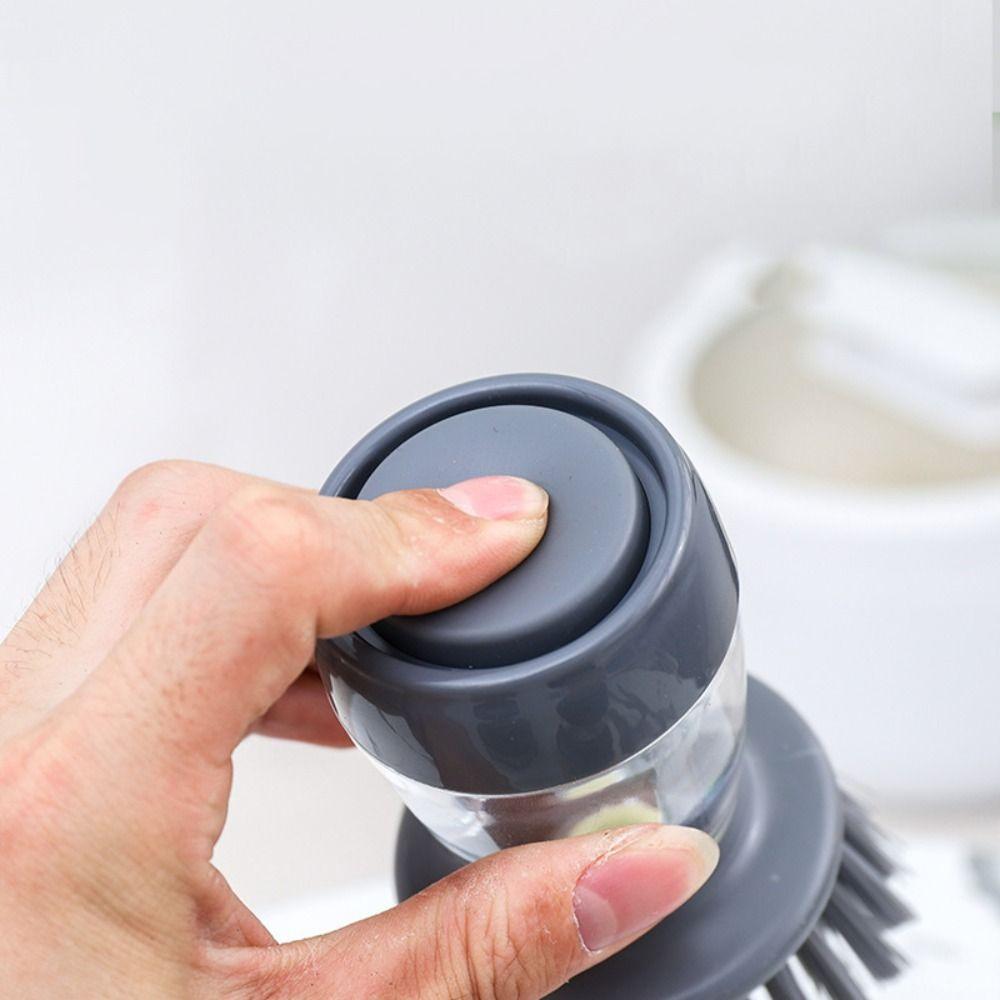 Grey Liquid Adding Pot Washing Brush Detachable Kitchen Dish Scrubber Sink