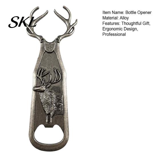 Christmas Party Bar Accessories Elk Antler Bottle Opener, Heavy Duty Metal Retro Beer Forest Style Souvenirs Cap Remover for Home Bar, Artistic