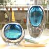Blue Transparent Crystal Glass Vase Thick Glass Hydroponics Terrarium Flower Arrangement Accessories Home Decoration Flower Pot