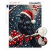DIY Pearl and Diamond Painting Kit. Christmas Raven with Red Berries. Suitable for Beginners. Home Wall Decoration. Handmade Gift.