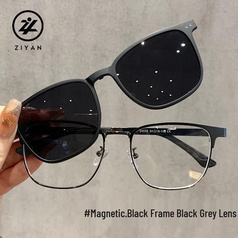

Женские очки с черной оправой и магнитными клипсами для коррекции близорукости, готовые к установке рецептурных линз, с поляризационными солнцезащитными линзами с защитой от УФ-лучей