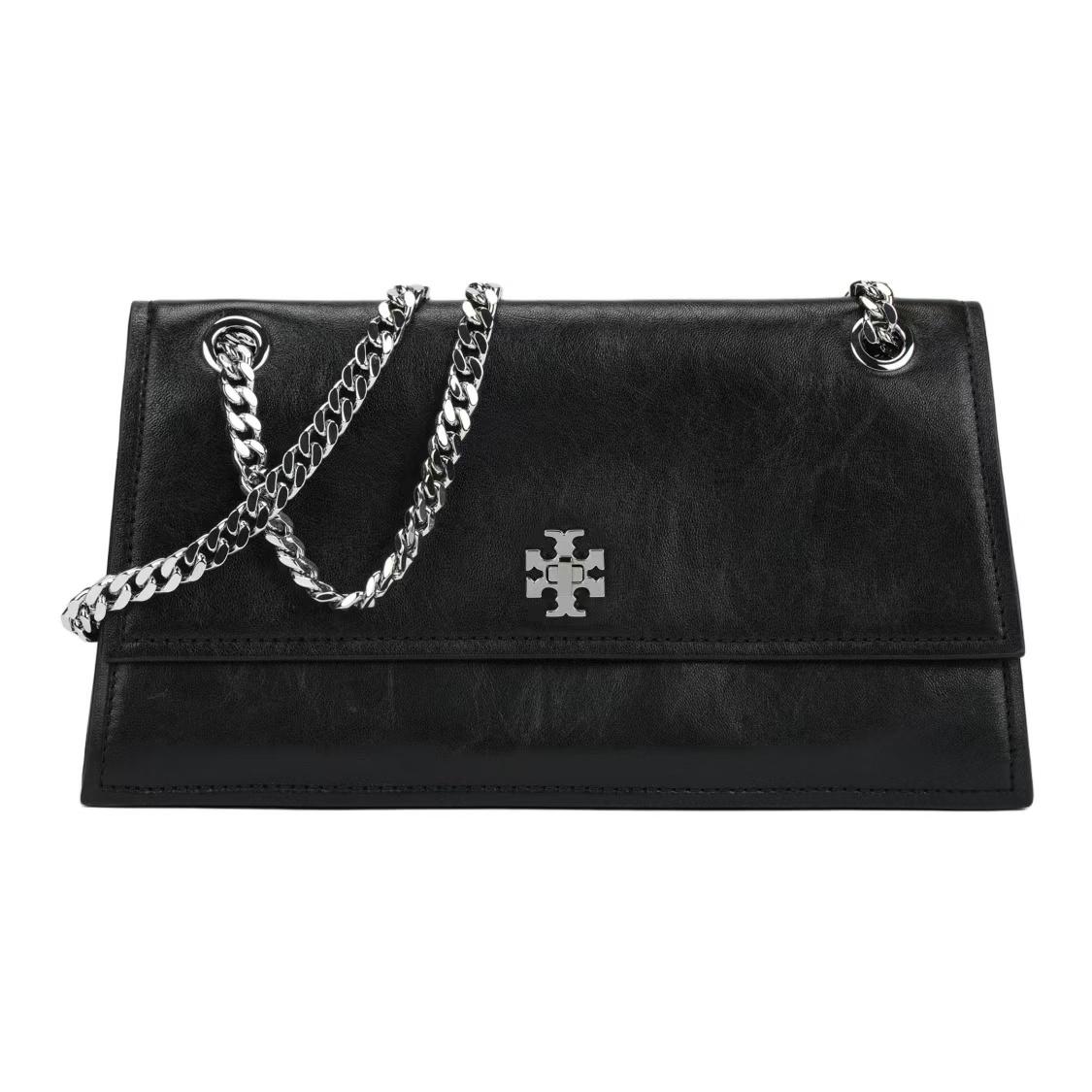 

Tory Burch Kira Turnlock Horsebit Chain Shoulder Bag Flap Design Leather Small Women Shoulder Bag Black 167058-001 Basic Set (Bag+Dust Bag)