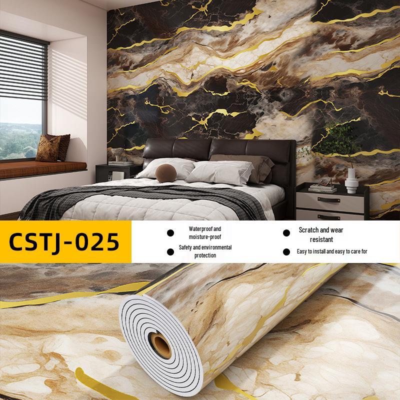 Self-Adhesive Waterproof Imitation Marble Tile Wall Sticker for Bathroom, Living Room, Kitchen, and TV Background.