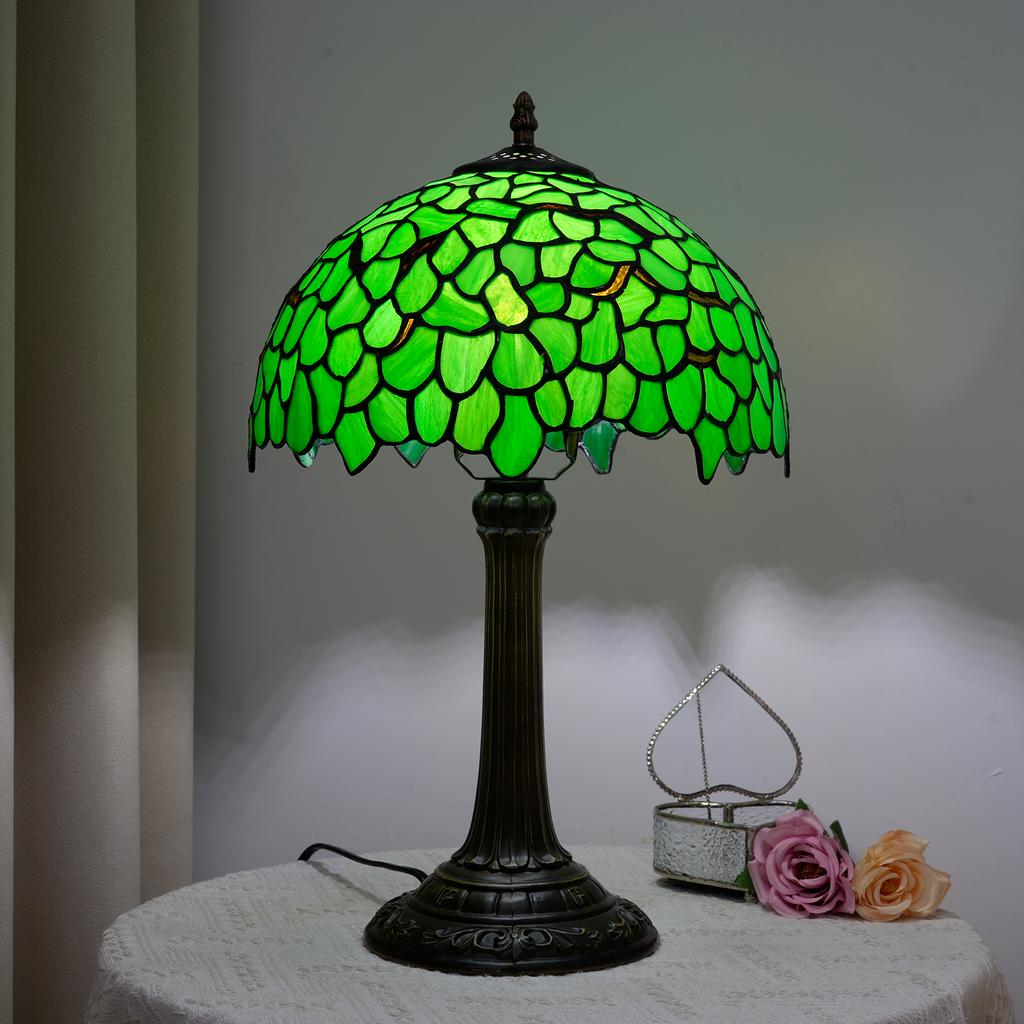 Retro Country Style Stained Glass Desk Light Home Decor Mediterranean Bedroom Bedside Table Lamp Restaurant Bar Cafe Night Light