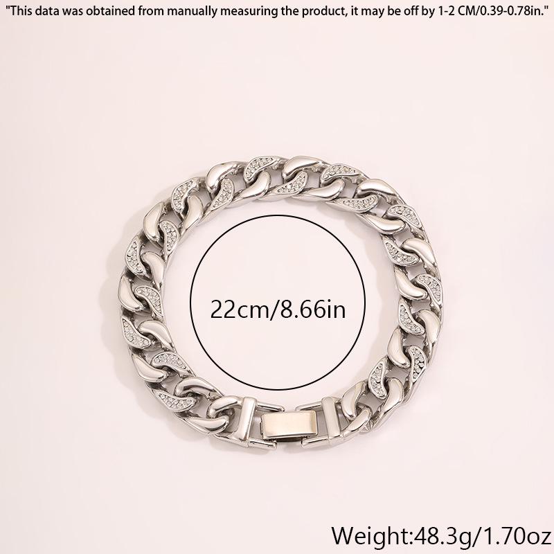 18K Gold Plated Women's Titanium Steel Cuban Chain Bracelet with Diamond Inlay - Luxurious European & American Fashion